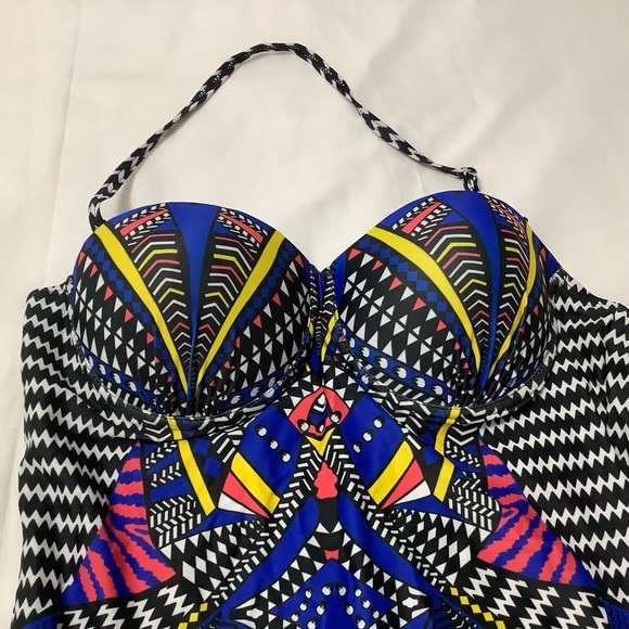 Boho blue one piece swimsuit size L (0037) - Picture 10 of 13